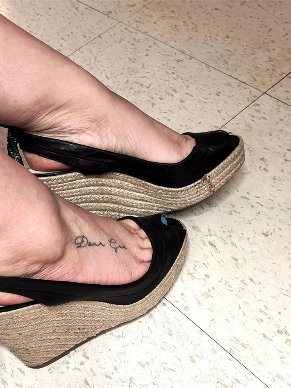 Coach Black Espadrille Wedge Slingbacks with Jute Platform SIZE 7 Blk